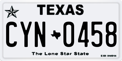 TX license plate CYN0458