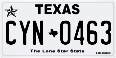TX license plate CYN0463
