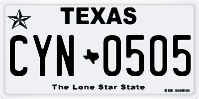 TX license plate CYN0505