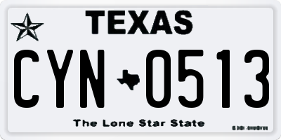 TX license plate CYN0513
