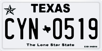 TX license plate CYN0519