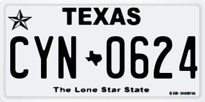 TX license plate CYN0624