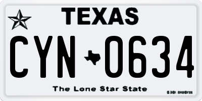 TX license plate CYN0634