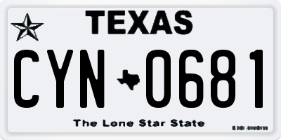 TX license plate CYN0681
