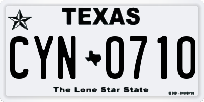 TX license plate CYN0710