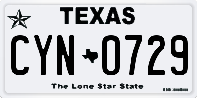 TX license plate CYN0729