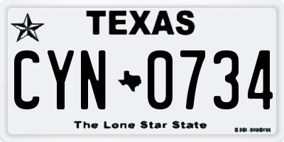TX license plate CYN0734