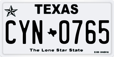 TX license plate CYN0765