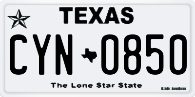 TX license plate CYN0850