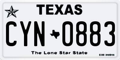 TX license plate CYN0883
