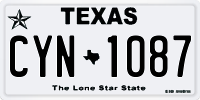 TX license plate CYN1087