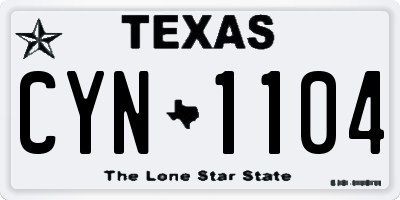 TX license plate CYN1104
