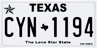 TX license plate CYN1194