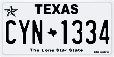 TX license plate CYN1334