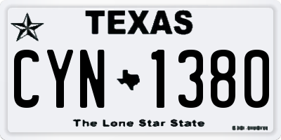 TX license plate CYN1380