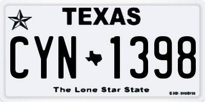 TX license plate CYN1398