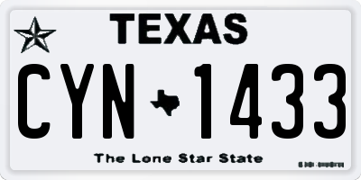 TX license plate CYN1433