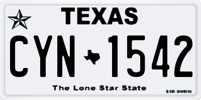 TX license plate CYN1542