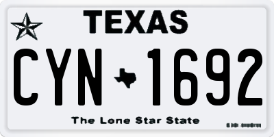 TX license plate CYN1692