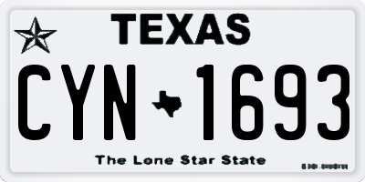TX license plate CYN1693
