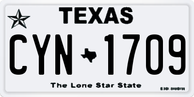 TX license plate CYN1709