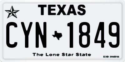 TX license plate CYN1849