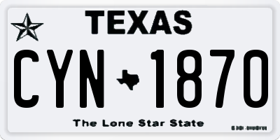 TX license plate CYN1870