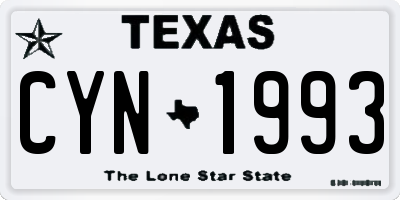 TX license plate CYN1993