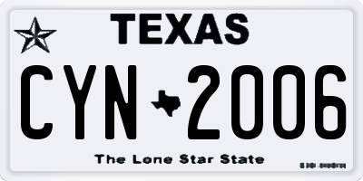 TX license plate CYN2006