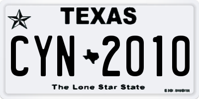 TX license plate CYN2010