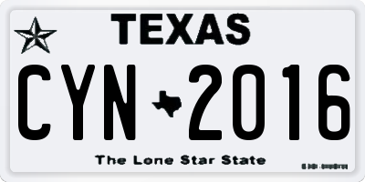 TX license plate CYN2016