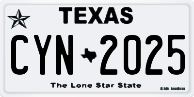 TX license plate CYN2025