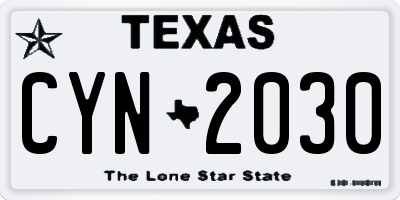 TX license plate CYN2030