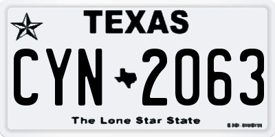 TX license plate CYN2063