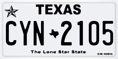 TX license plate CYN2105