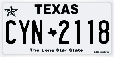 TX license plate CYN2118