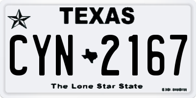 TX license plate CYN2167