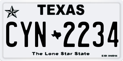 TX license plate CYN2234