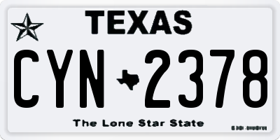 TX license plate CYN2378