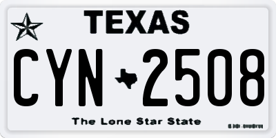 TX license plate CYN2508