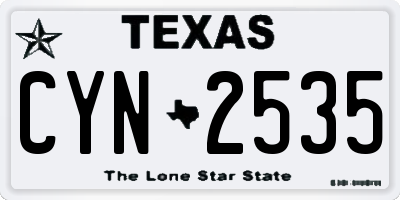 TX license plate CYN2535