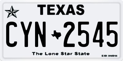 TX license plate CYN2545