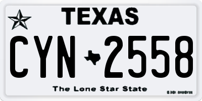 TX license plate CYN2558