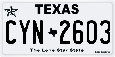 TX license plate CYN2603