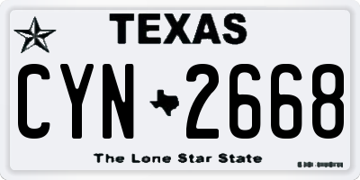 TX license plate CYN2668