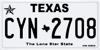 TX license plate CYN2708