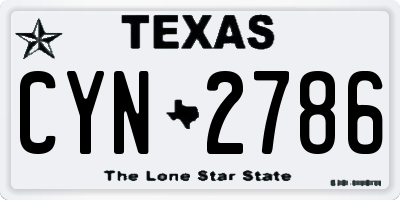 TX license plate CYN2786