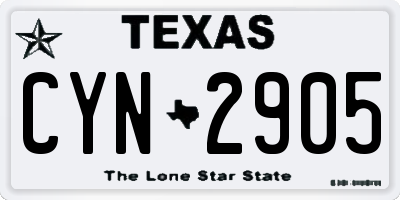 TX license plate CYN2905