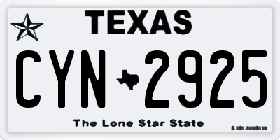 TX license plate CYN2925