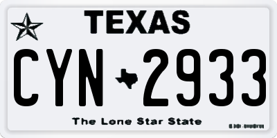 TX license plate CYN2933